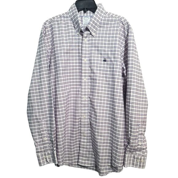 Brooks Brothers Red Blue Classic Checkered Shirt Size XL Regent Fit - Picture 1 of 4